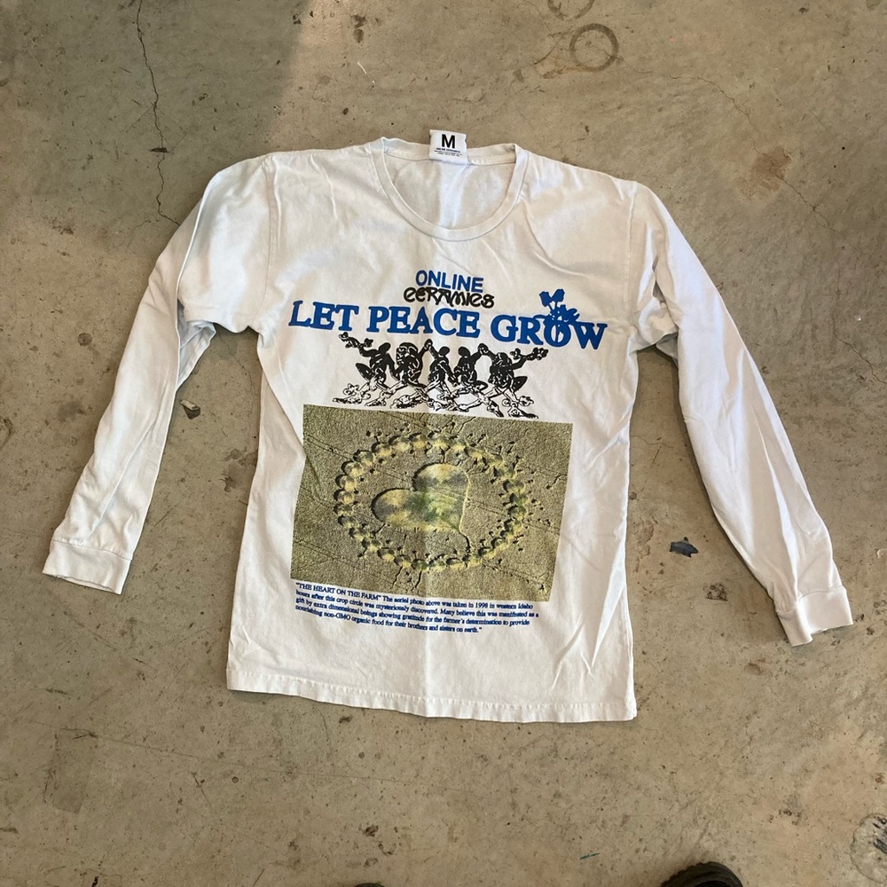 Online ceramics let peace grow white long sleeve t shirt size medium